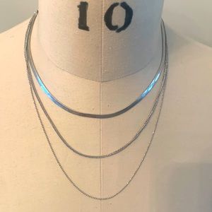 Top Shop Freedom. Silver tone 3 chain layered costume necklace